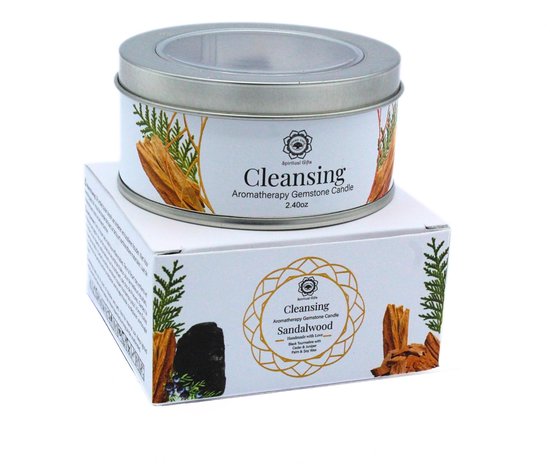 Cleansing Aromatherapy Gemstone Candle – Sandalwood