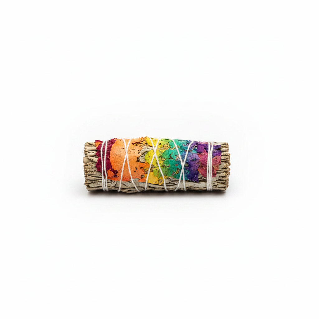 7 Chakra White Sage Smudge Stick – Witte achtergrond