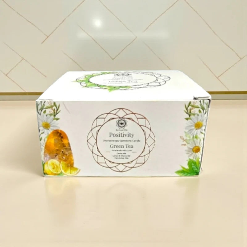 Positivity Aromatherapy Gemstone Candle – Green Tea