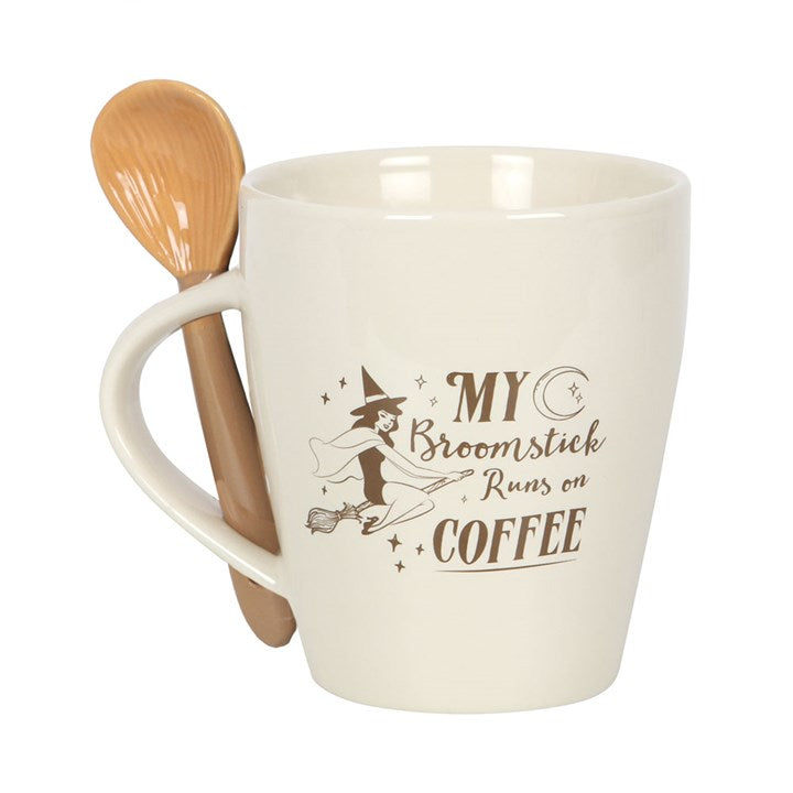My Broomstick Runs on Coffee – Mok met lepel 300 ml
