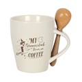 My Broomstick Runs on Coffee – Mok met lepel 300 ml