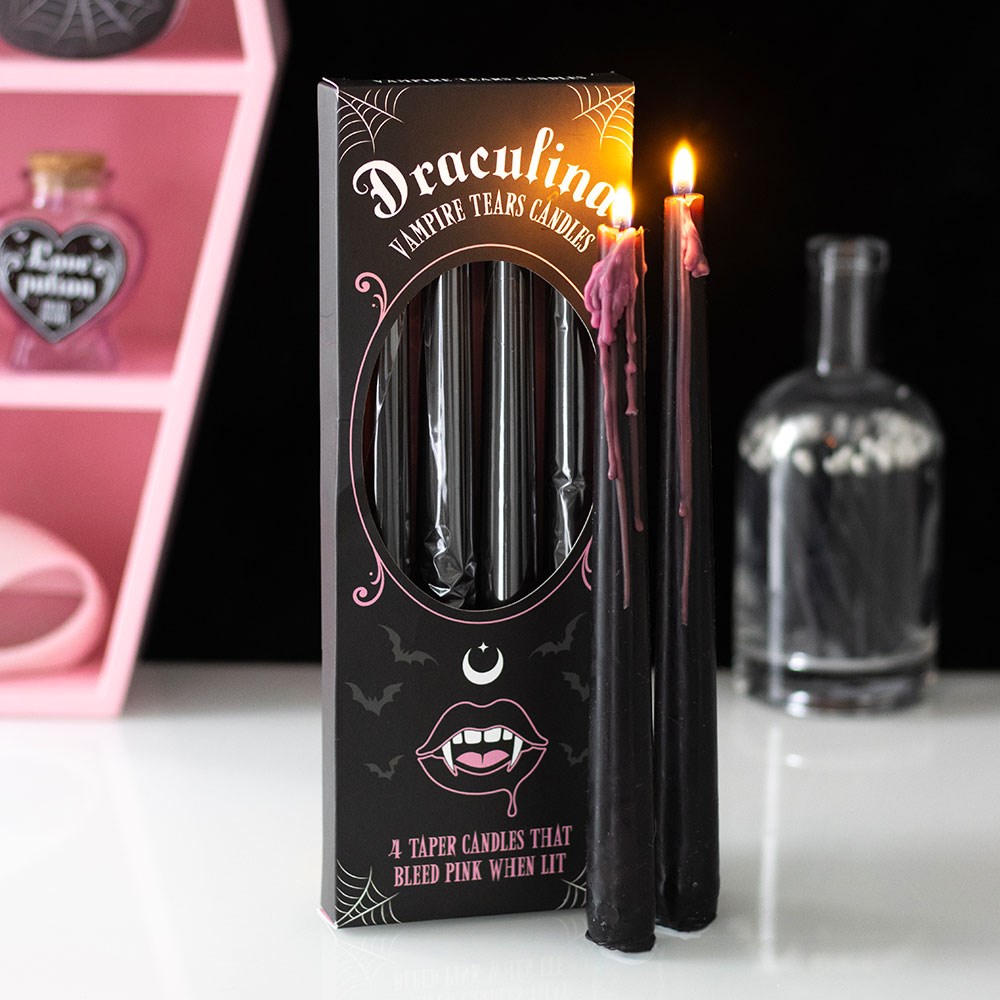 Vampire Tears – Set van 4 roze dinerkaarsen