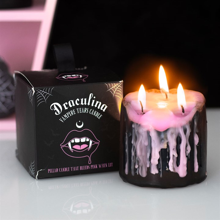 Vampire Tears – Kleine roze stompkaars 7,5 cm