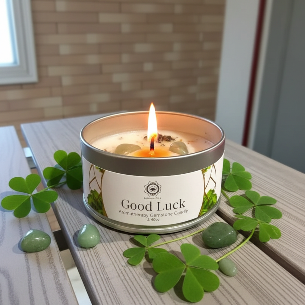 Good Luck Aromatherapy Gemstone Candle – Green Tree
