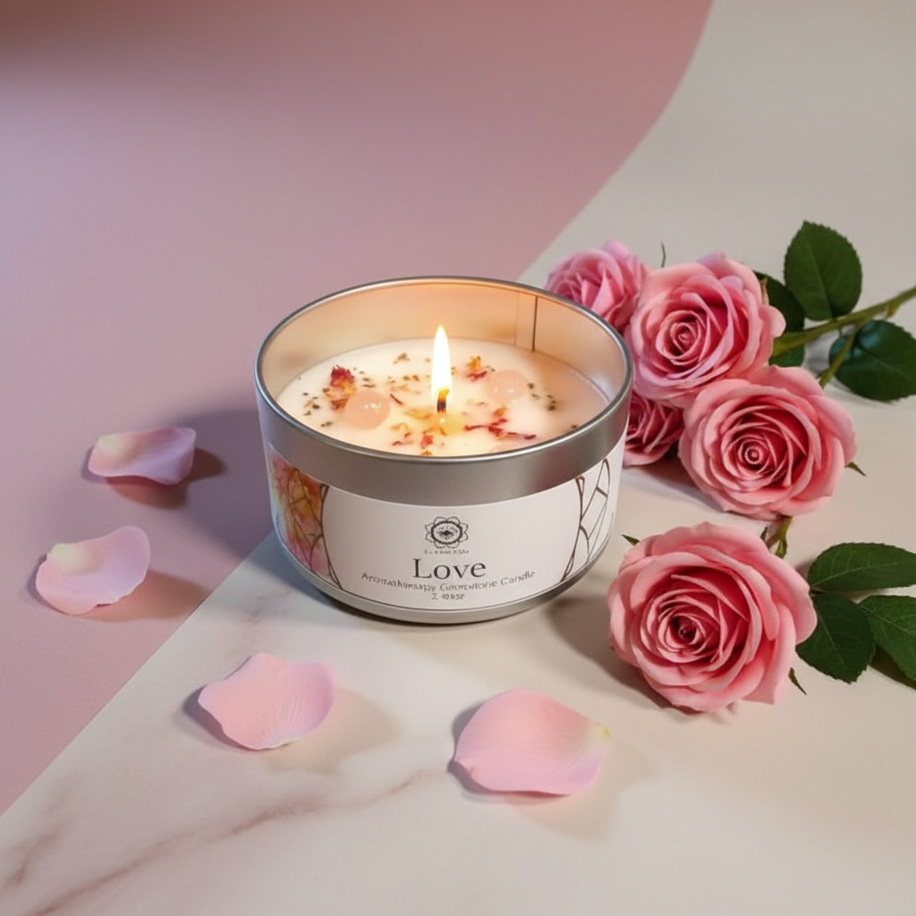 Love Aromatherapy Gemstone Candle – Rose