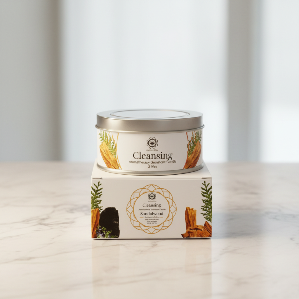 Cleansing Aromatherapy Gemstone Candle – Sandalwood