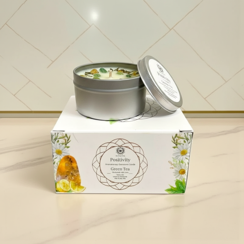 Positivity Aromatherapy Gemstone Candle – Green Tea