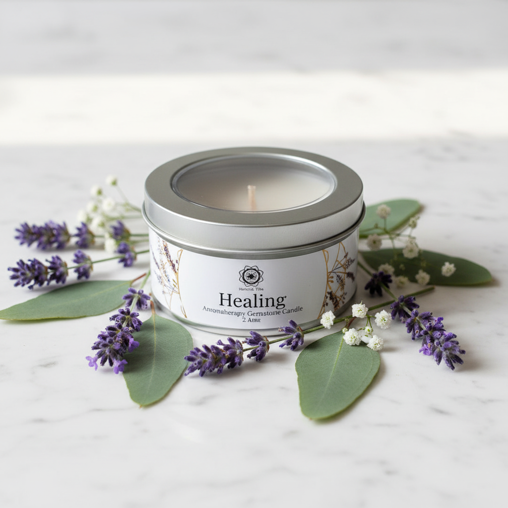 Green Tree Aromatherapy Gemstone Candle – Healing (Lavendel & Amethist)