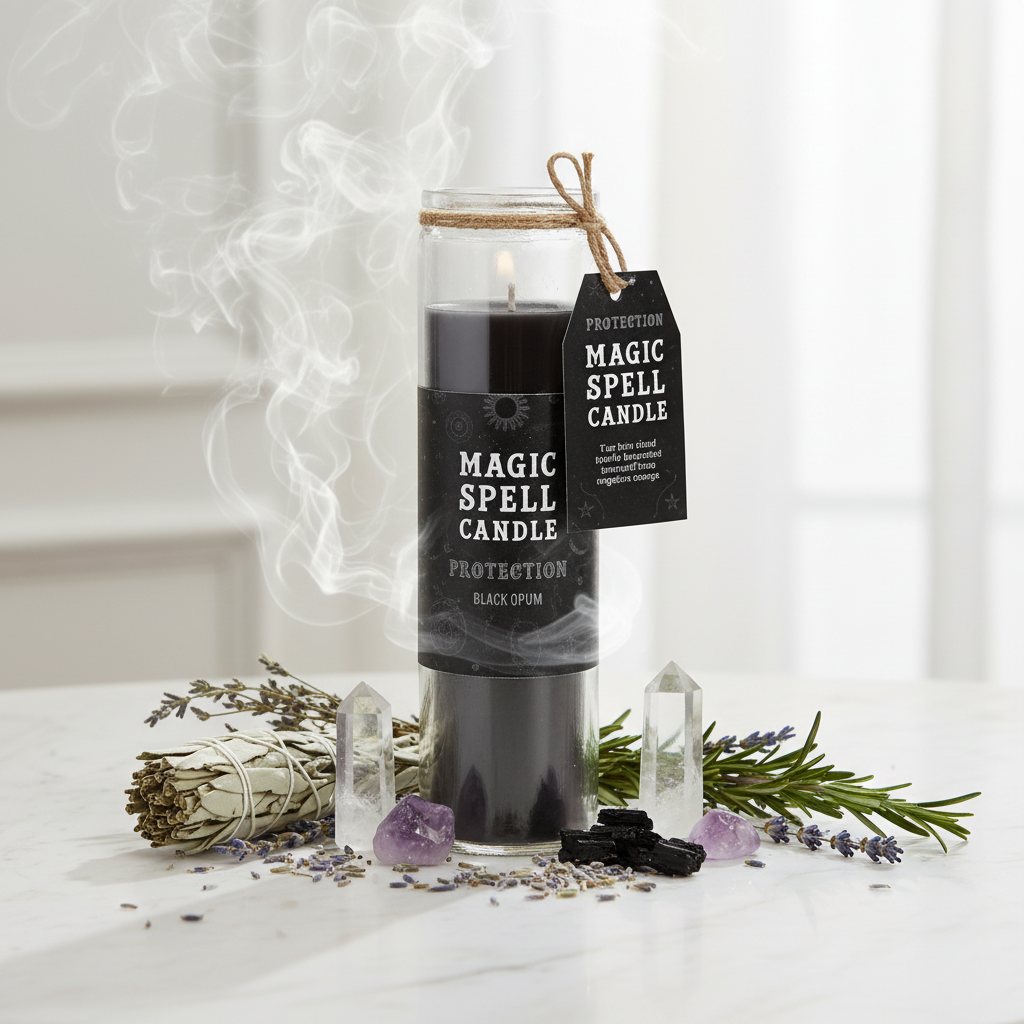 Magic Spell Candle op marmeren oppervlak