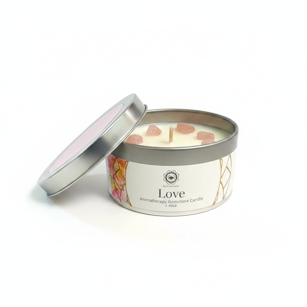 Love Aromatherapy Gemstone Candle – Rose