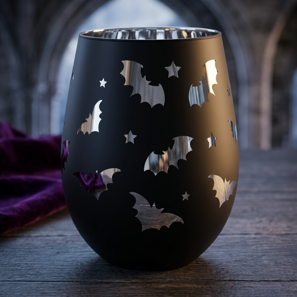 Bat – Zwart wijnglas met vleermuizen 500 ml