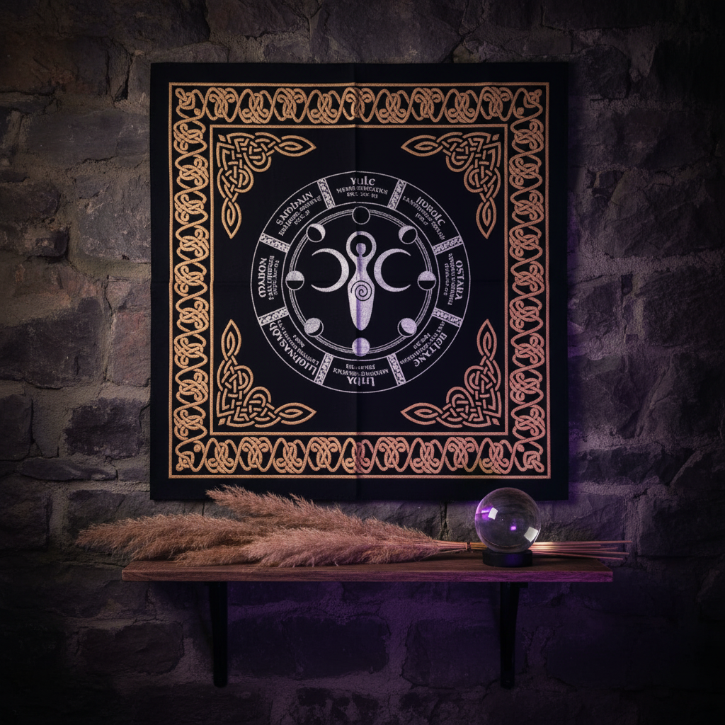 Wiel van het Jaar Altaarkleed – Triple Goddess – 60x60 cm