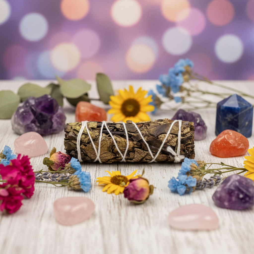Zwarte Salie Smudge Stick – Kleurrijke versie
